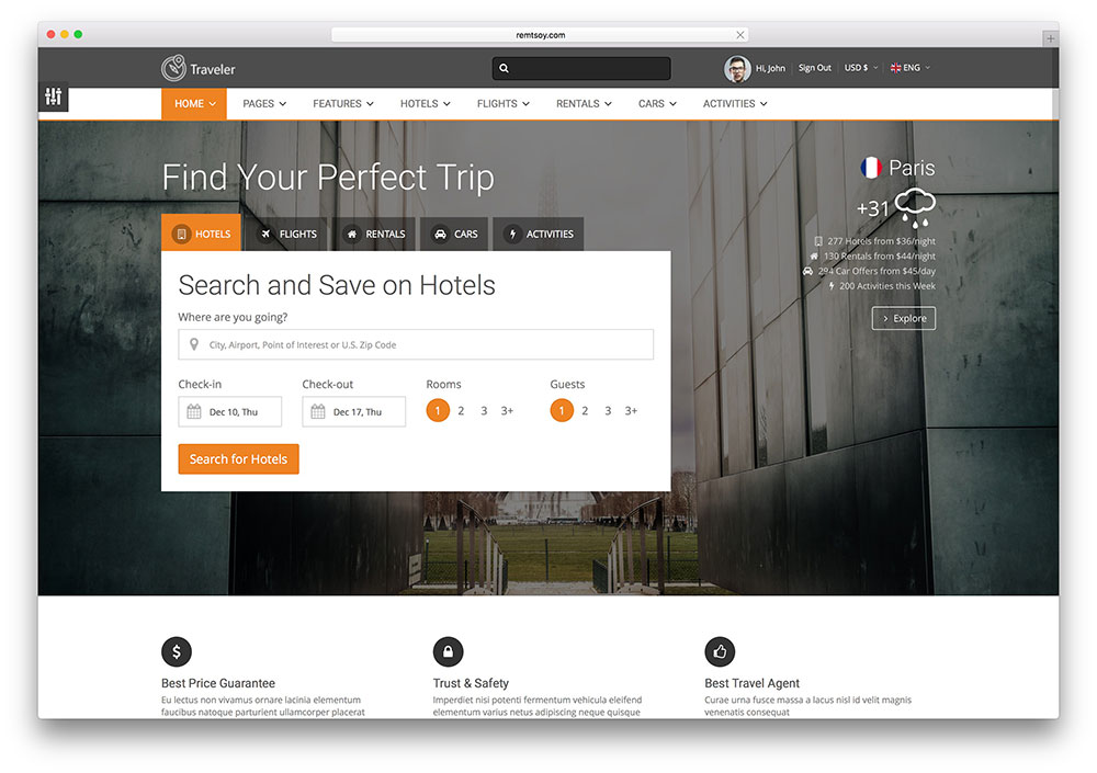 tim hieu mau thiet ke website du lich html5 traveler