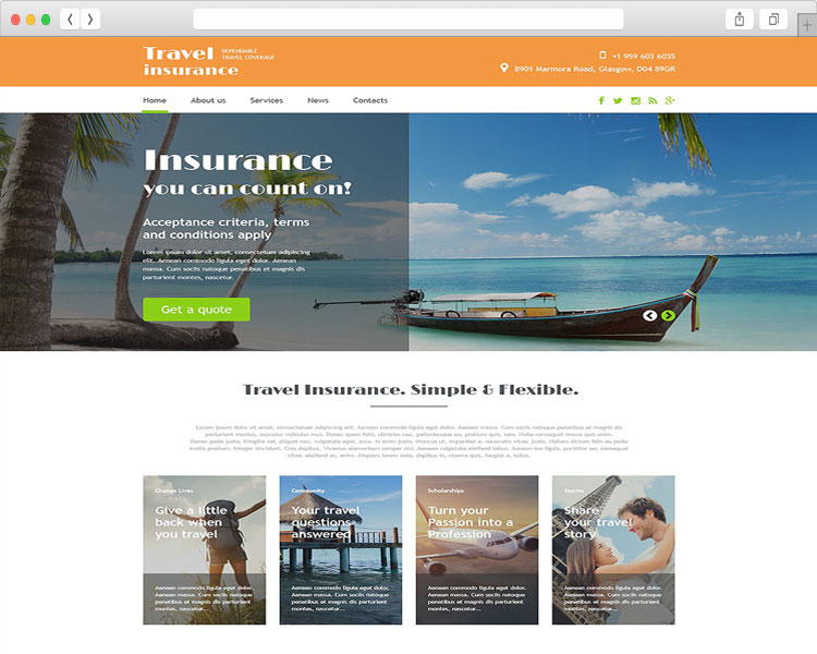 tim hieu mau thiet ke website du lich travel insurance va the traveller 1