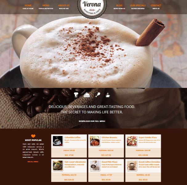 verona wordpress cafe theme